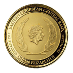 1 oz Gold Antigua & Barbuda EC8 2022 BU Coin Card - WAPPEN - Coat of Arms - 10 $