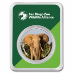 1 Unze Silber Round San Diego Zoo Elefant farbig in TEP...