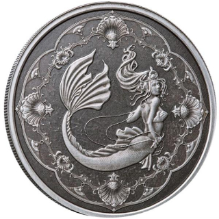 1 Unze Silber Samoa 2022 Antique Finish - MEERJUNGFRAU - PRINZESSIN des MEERES - 2 NZ$