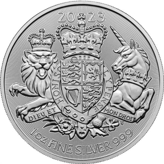 1 Unze Silber UK 2023 BU - The Royal Arms  Grossbritannien - 2 GBP - Premium Anlagemünze