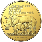 1 Unze Gold Australia Zoo (4.) - Südliches Breitmaulnashorn - 2023 Australien (RAM)  BU Premium-Anlagemünze