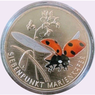 Deutschland 5 Euro 2023 - Marienkäfer Siebenpunkt Wunderwelt der Insekten - Serie Insektenreich - Glücksbringer !