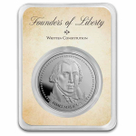 1 Unze Silber USA 2023 BU Round Coin Card - JAMES MADISON - Gründung Amerikanische Verfassung - Serie Gründer der Freiheit