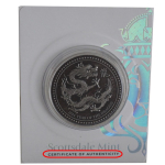 1 oz Samoa 2024 Antique Certi Lock Coin Card - JAHR des DRACHEN / Year of the Dragon - LUNAR DRACHE - 2 Tala  - Auflage 888 !