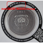 1 oz Samoa 2024 Antique Certi Lock Coin Card - JAHR des DRACHEN / Year of the Dragon - LUNAR DRACHE - 2 Tala  - Auflage 888 !