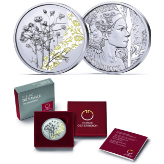 Österreich 10 Euro Silber 2023 Proof - KAMILLE - CHAMOMILE - Mit der Sprache der Blumen
