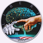 1 oz Silber USA 2023 BU - American Eagle KI VERNETZUNG - NETWORKING - Liberty - Künstliche Intelligenz - Color farbig
