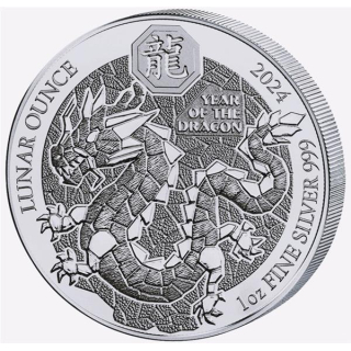 AURINUM*SUMMER*SALE** 1 oz Ruanda 2024 Proof - DRACHE - Jahr des DRACHEN - LUNAR DRACHE - 50 RWF