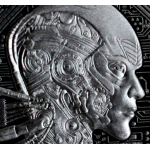 Einzelstück* 1 oz Samoa 2023 Prooflike - CYBORG - SKYLINE Futuristische Stadt - Künstliche Intelligenz -Silber 5 $ - Skyline of a futuristic City - Artificial Intelligence Edition