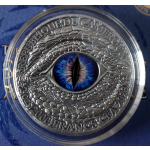2 oz Kamerun 2023 - STARBURST AMPHITHERE DRAGON - Allsehendes Auge - DRAGONOLOGY Ausgabe 2 - Antique Finish - 2000 Francs