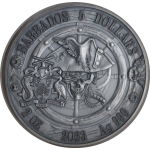 2 oz Barbados 2023 - BLACKBEARD - Queen Annes Revenge Captains of Fortune  - Antique Finish - 5 $