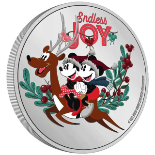 1 oz Niue 2023 Proof - DISNEY MICKY & MINNIE MOUSE - SEASONS GREETINGS - WEIHNACHTSGRÜSSE - 2 NZD