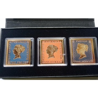 Ghana 3 x 5 Cedis vergoldete Banknote blaue Mauritius Penny 2020