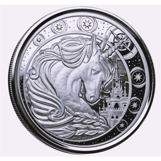 1 unze silber Ghana 2023 - UNICORN EINHORN - Prooflike - 5 Cedis
