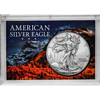 1 Unze Silber USA 2023 BU - LIBERTY AMERICAN EAGLE  ROCKY MOUNTAINS - Harris Coin Card - 1$
