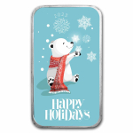NEU* 1 Unze Silber Motivbarren - POLARBÄR - Winterszene - Happy Holidays - BU Color