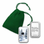 NEU* 1 Unze Silber Motivbarren - SCHNEEMAN - Winterszene - Happy Holidays BU Color