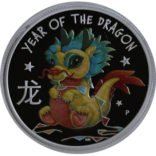 ab Lager ** 1/2 oz Tuvalu 2024 Proof - BABY DRACHE - JAHR des DRACHEN - LUNAR DRACHE - 50 AUCent - Silberdrache