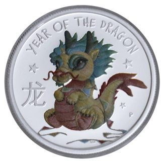 AURINUM*SUMMER*SALE** 1/2 oz Tuvalu 2024 Proof - BABY DRACHE - JAHR des DRACHEN - LUNAR DRACHE - 50 AUCent - Silberdrache