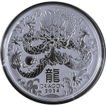 1 oz Australien 2024 BU - DRACHE - JAHR des DRACHEN - LUNAR DRACHE -  1 AU$ - Silberdrache  - MWST