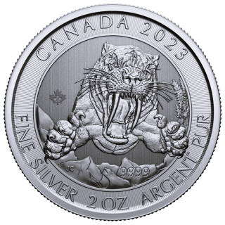 AURINUM*SUMMER*SALE**  2 oz Kanada 2023 BU - SÄBELZAHNTIGER - Smilodon - Serie Eiszeitalter -10$ - DIFFERENZBESTEUERT