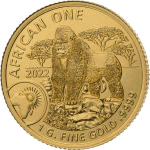 1 g Gold Ruanda 2022 BU - BERGGORILLA - African One Mountain Gorilla - 100 RWF