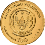 1 g Gold Ruanda 2022 BU - BERGGORILLA - African One Mountain Gorilla - 100 RWF