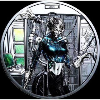 3 oz Cook Islands 2024 - CYBERQUEEN - Die Wiedergeburt - Science Fiction Serie  CYBERPUNK - Black Proof - Smartminting - Coin Invest Liechtenstein