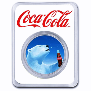 WIEDER DA* LETZTMALIG* 1 oz Silber Round 2023 BU - Der COCA COLA EISBÄR - Der Coin Card TEP - USA