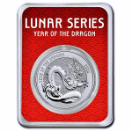 NEU* 1 oz Silber Round 2024 Coin Card - DRACHE - Jahr des DRACHEN - Lunarserie