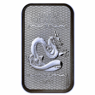 AURINUM*SUMMER*SALE** 1 oz Silber Motivbarren 2024 - DRACHE - Jahr des DRACHEN - Lunarserie
