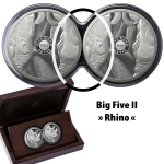 Neu* 2 x 1 Unze Silber Big Five Serie II Nashorn Doppel-Kapsel Südafrika 2022 Proof