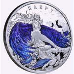 1 oz Niue 2023 Proof - HAUNTING HARPY Harpyie - holografisches Emaille-Farbdesign - Auflage 500 !