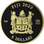1 Unze Gold Fiji 2023 Prooflike - DOGS - Hunde - 5 $ -...