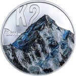 2 Unzen Silber Cook Islands 2024 Proof - K2 Mount Godwin-Austen - High Relief - CIT - serie 7 summits