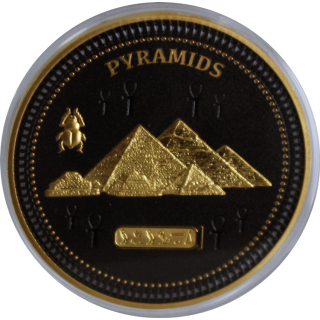 38 g Bimetall Solomon Islands 2022 Black Proof - PYRAMIDEN von GIZEH - Historisches Ägypten - Privy Skarabäus - 24-Karat Vergoldung - 1/2 $