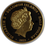 38 g Bimetall Solomon Islands 2022 Black Proof - PYRAMIDEN von GIZEH - Historisches Ägypten - Privy Skarabäus - 24-Karat Vergoldung - 1/2 $