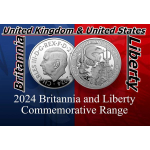 1 oz BRITANNIA & LIBERTY 2024 BU - UK Großbritannien silber - Respekt & Harmonie der USA & United Kingdom - Erste Bullionmünze der Royal Mint UK + US Mint *  Die Anlagemünze des Jahres 2024 *