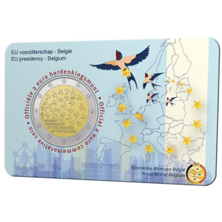 Belgien 2 Euro 2024 BU Coin Card -  EU-Ratspräsidentschaft - Flämisch