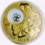 28,3 Silber Niue 2013 Proof Gilded - LUCKY COIN - 4-Blättriges Kleeblatt - Glücksmünze - Four Leaf Clover - 2 NZ$ - Einzelstück