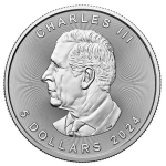 NEU* 1 Unze Silber Maple Leaf 2024 Kanada 5$ - Erstmals mit KING CHARLES - Differenzbesteuert