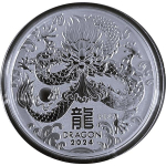 5 oz Silber Australien 2024 BU - DRACHE - JAHR des DRACHEN - LUNAR DRACHE -  8 AU$ - Silberdrache - Differenzbesteuert