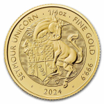 1/4 oz Gold UK 2024 BU - Seymours UNICORN - EINHORN - Royal Tudor Beasts - Ausgabe 4 der Serie!
