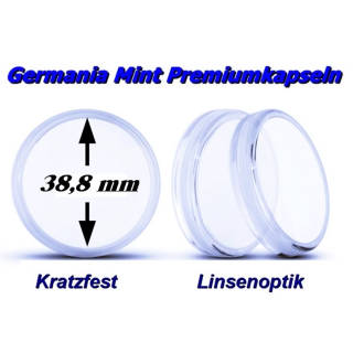 AURINUM*TOP*ANGEBOT* 38,8 mm Münzkapsel Premium Qualität Linsenoptik - 38,8 mm Innen - Original Germania Mint