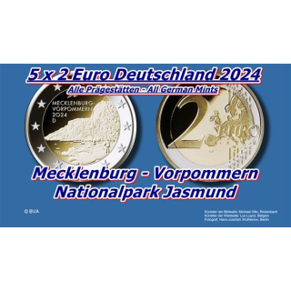 5 x 2 Euro Deutschland 2024 - Mecklenburg-Vorpommern - Nationalpark Jasmund - Bundesländer II - Alle Prägestätten