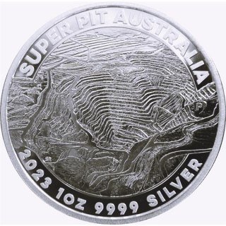 NEU* 1 Unze Silber Australien 2023 - SUPER PIT Goldmine - Motiv Von Oben - Serie (4) - BU 1 AUD - Perth Mint