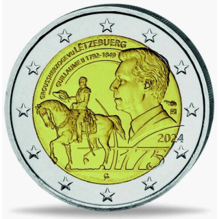 2 Euro Luxemburg 2024 bfr 175. Todestag von Großherzog Guillaume II. Mzz Quadrat