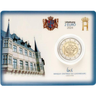 2 Euro Luxemburg 2024 Coincard 100. Jahrestag der Einführung der Franc-Münzen mit dem Feierstëppler Mzz Quadrat