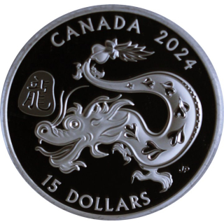 1 oz Kanada 2024 Proof - DRACHE - Jahr des DRACHEN - Lunar serie - 15 CA$