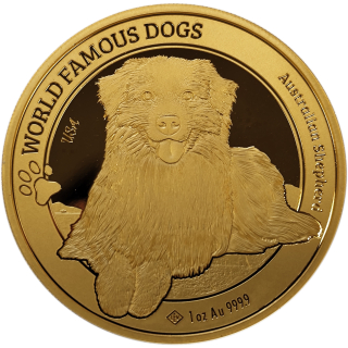 1 Unze Gold Kamerun 2024 BU - Australian Shepherd - World Famous Dogs - Ausgabe 4
